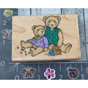 Hero Arts Antique Bears E902 Teddy Blocks Rubber Stamp Wood #Q92